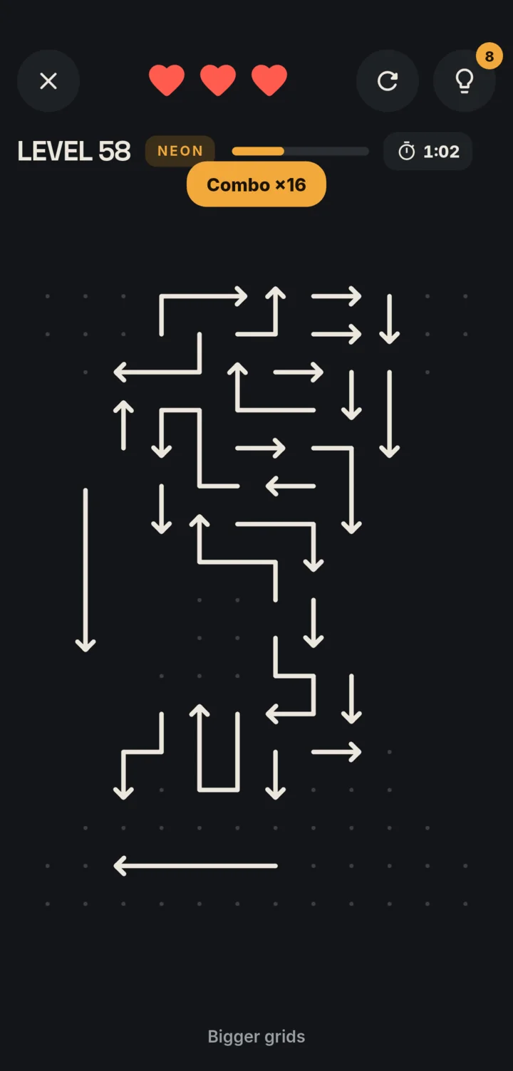 A level in the Midnight theme with a combo of 16