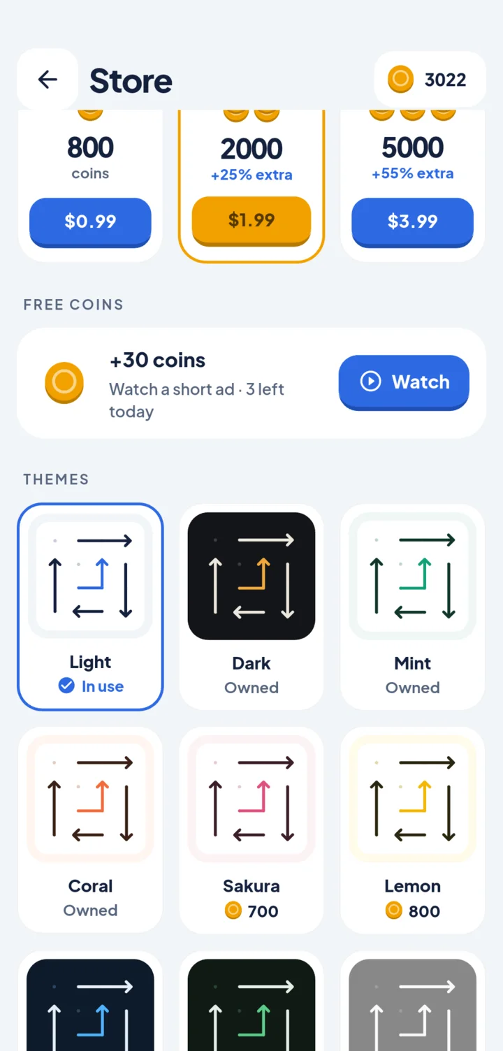 Store with themes to unlock
